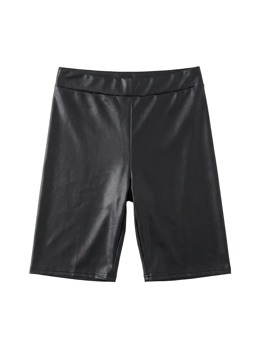 Akira Faux Leather Biker Shorts