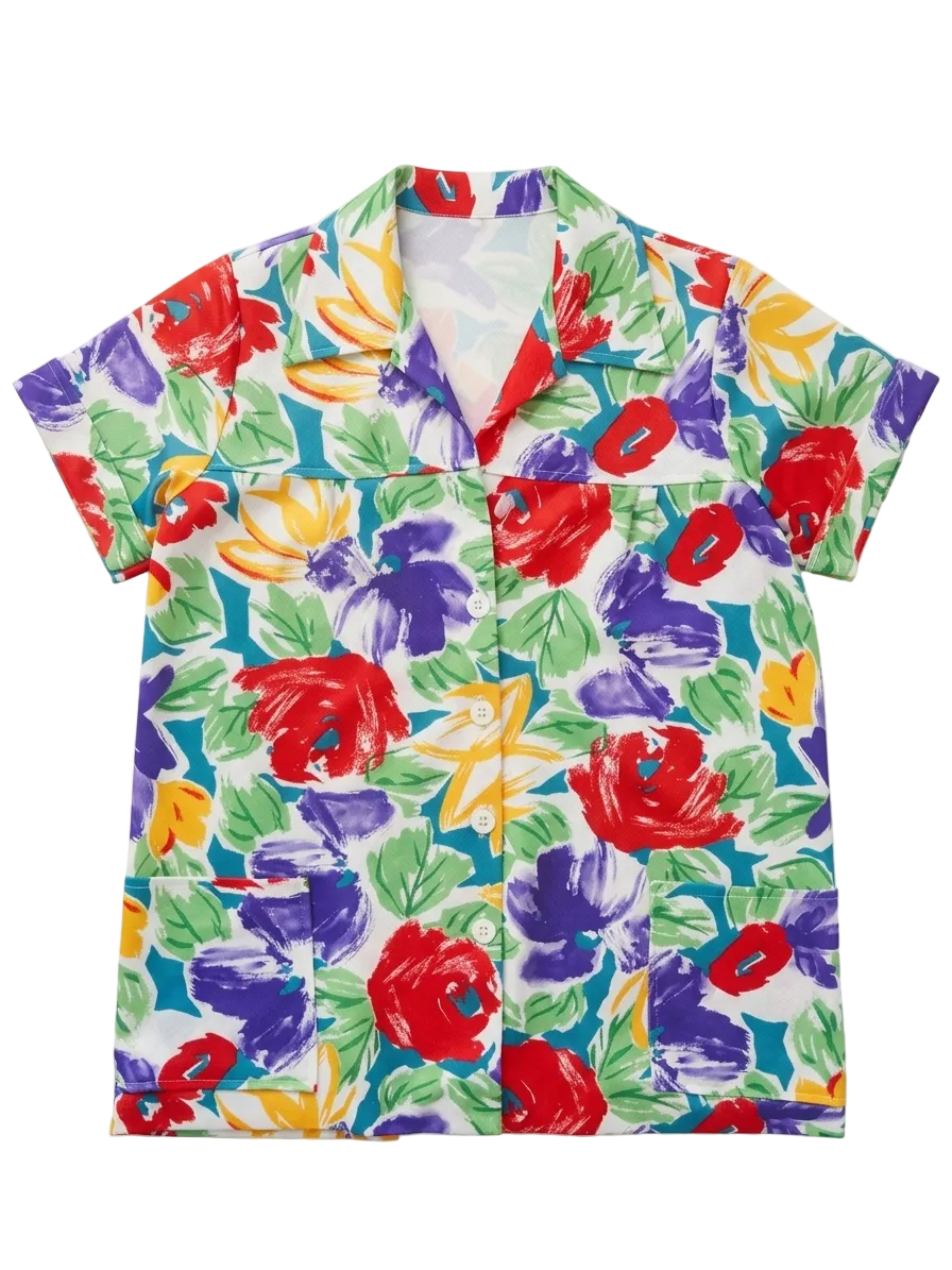 Floral 60s Smock Button Up
