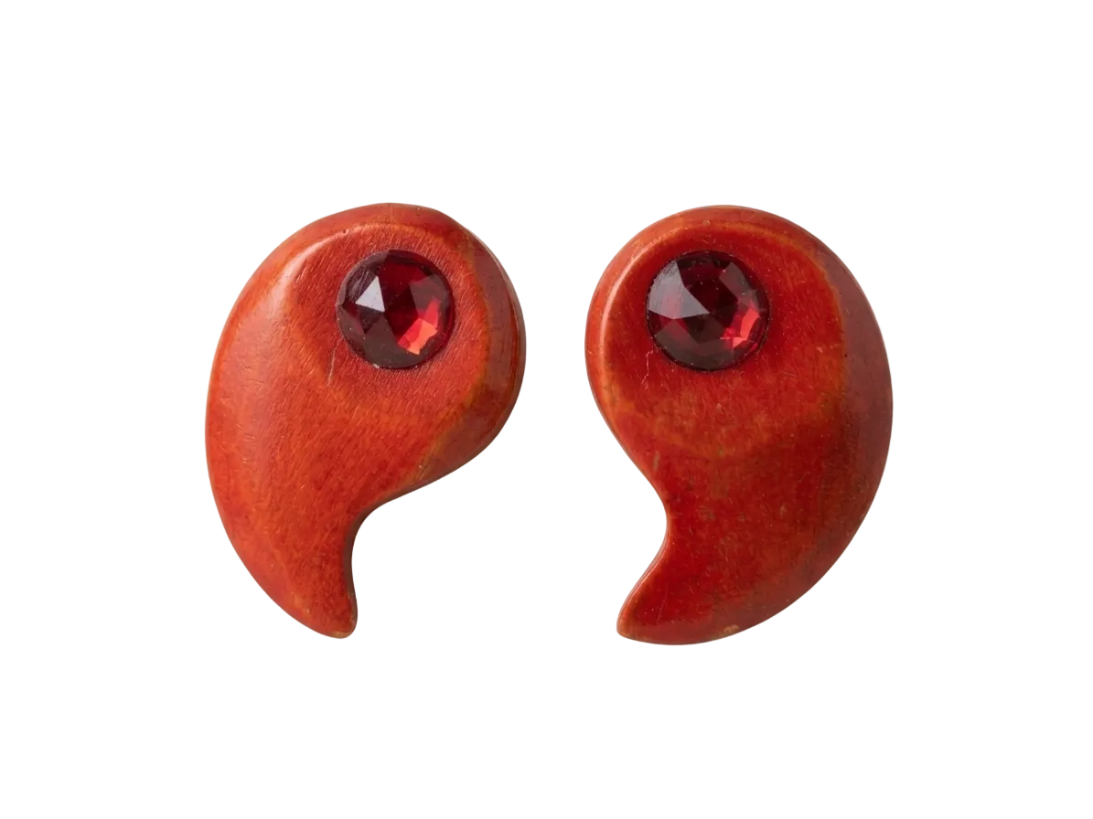 Red Wooden Earrings