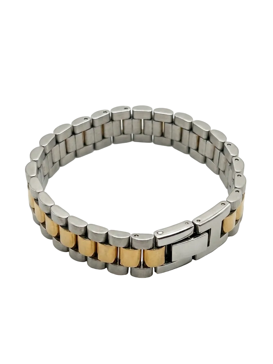 Two Tone Metal Link Bracelet