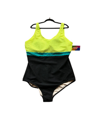 Neon Yellow, Teal, and Black One Piece Swimsuit