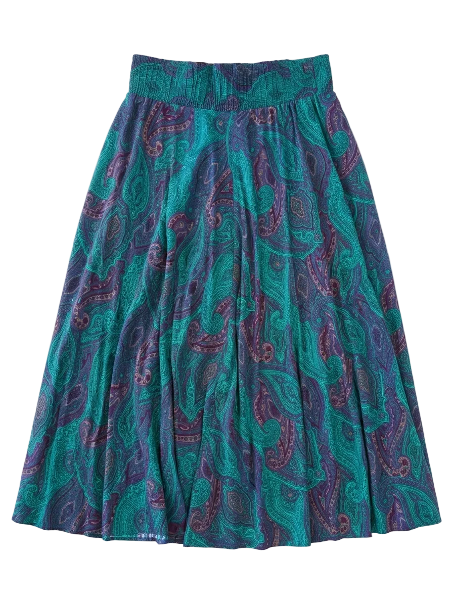 Teal Paisley Print Skirt