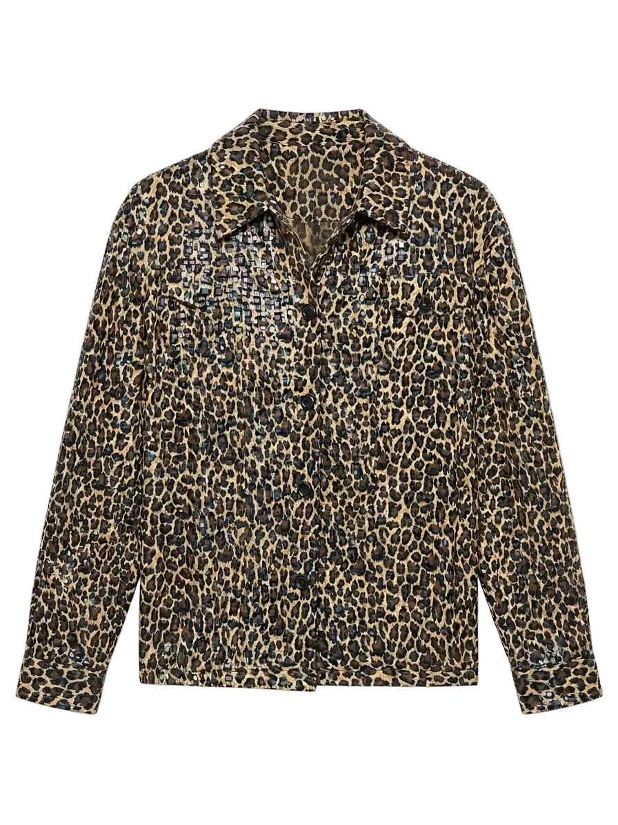 Perceptions Animal Print Button Up