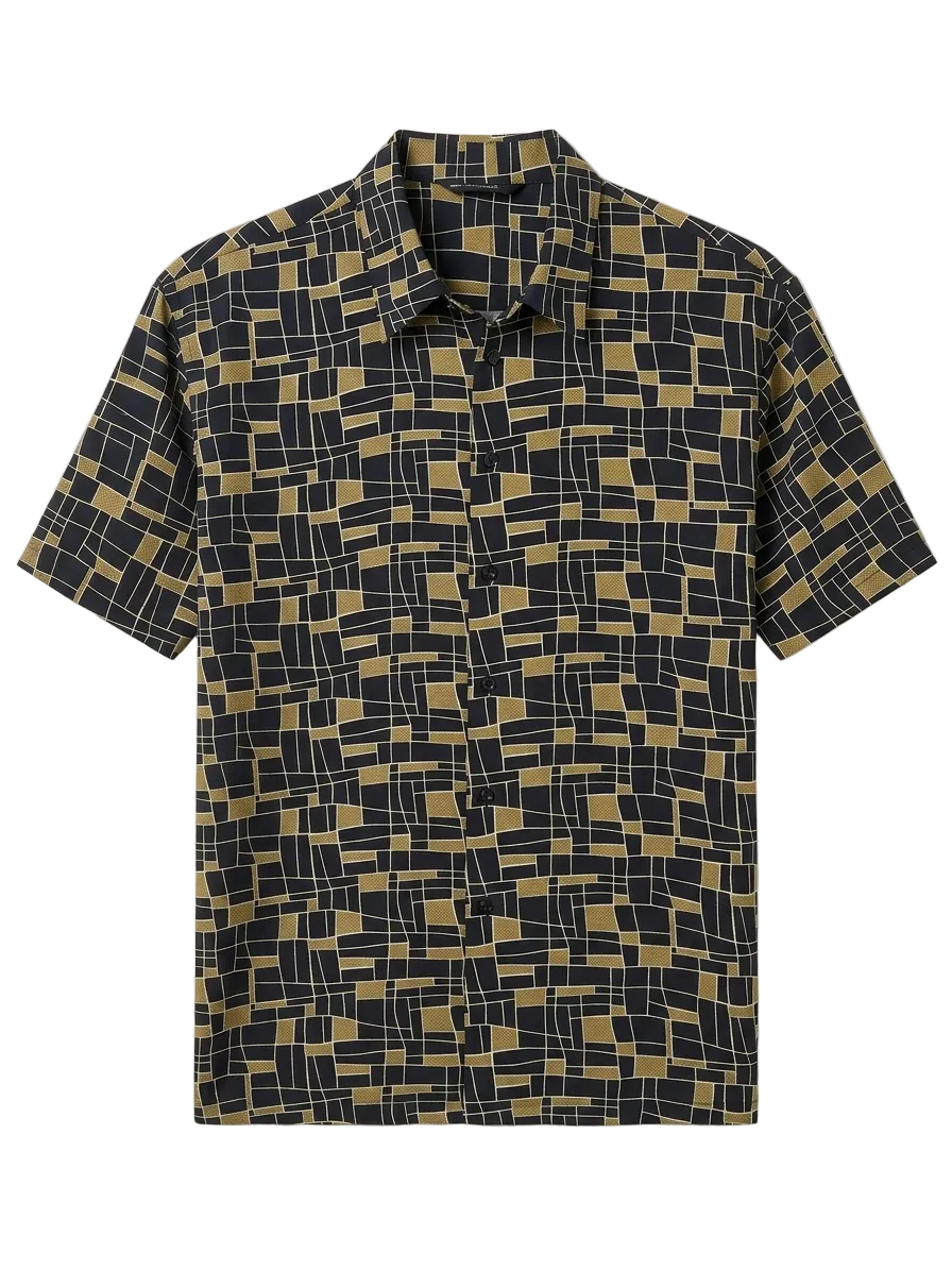 Abstract Geometric Button Up