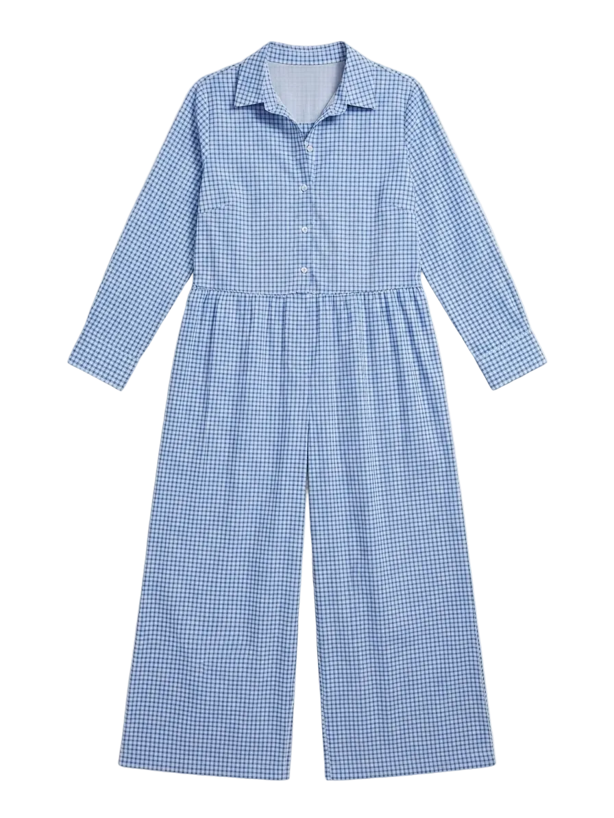 Blue Gingham Jumpsuit