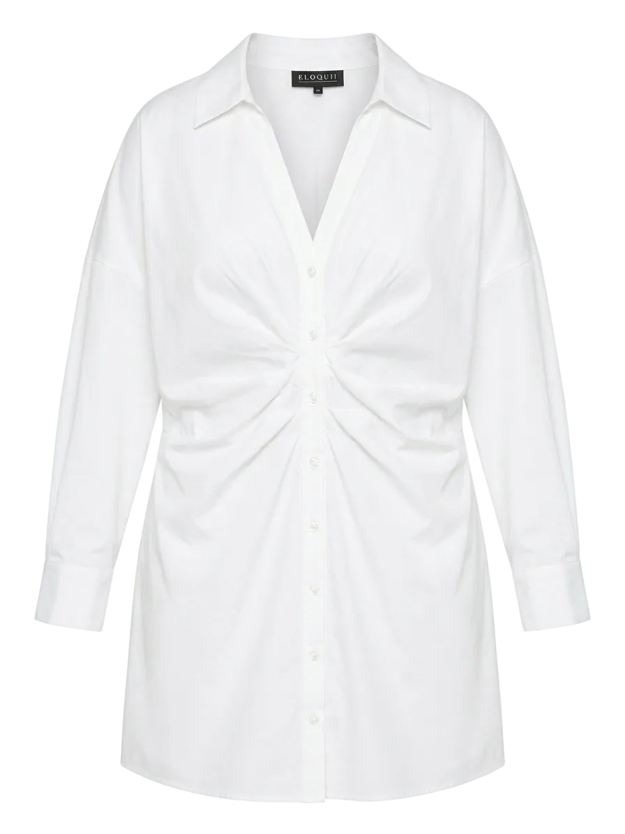 White Eloquii Button Up Dress