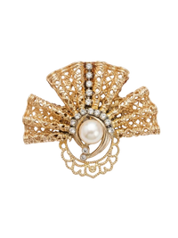 Gold Tone Fan Brooch