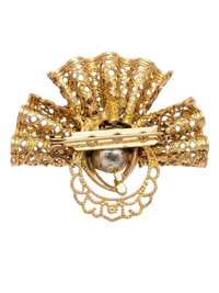 Gold Tone Fan Brooch