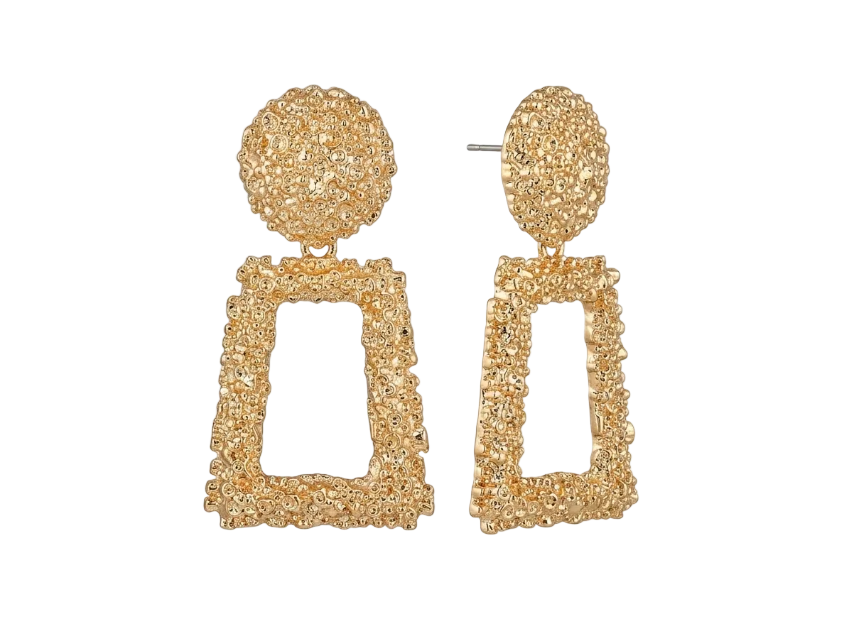 Textured Gold Drop Earrings