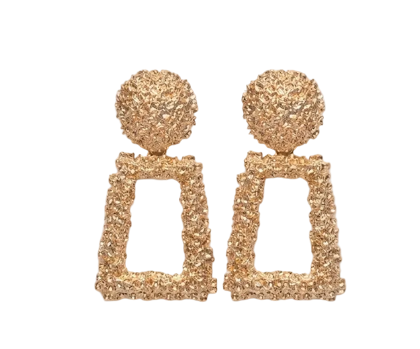 Textured Gold Drop Earrings