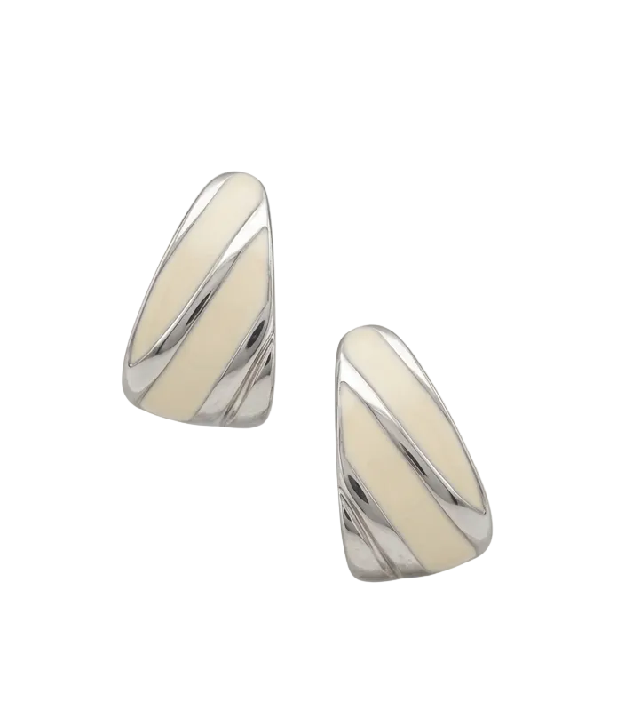 Silver & Enamel Huggie Hoop Earrings