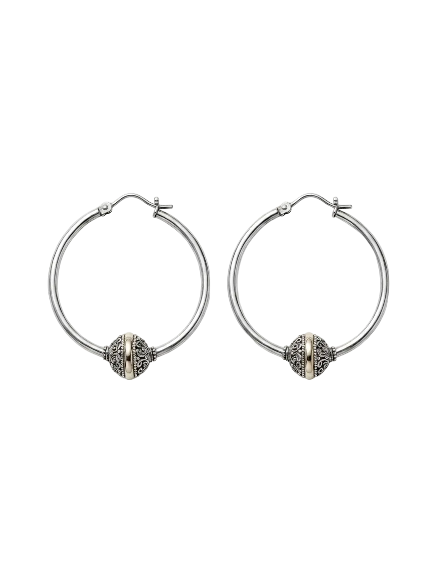 Silver Filligree Ball Hoop