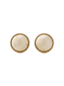 Button Pearl Earrings with Gold Rope Frame