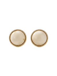 Button Pearl Earrings with Gold Rope Frame