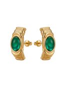 Gold and Green Ribbed Earrings