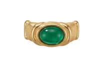 Gold and Green Ribbed Earrings