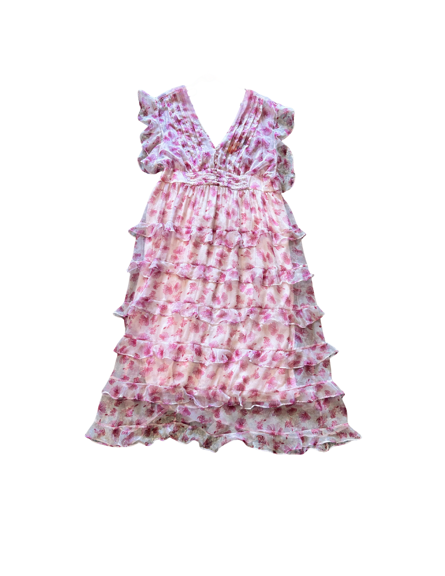 Arula Pink Sheer Floral Dress