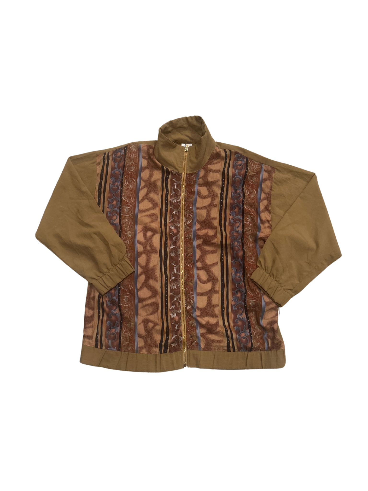 2X Brown Abstract Print Sports Savvy Windbreaker