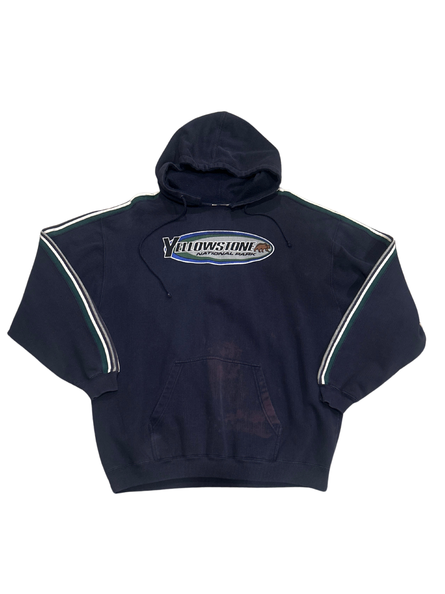 Yellowstone National Park Navy Striped Sleeve Hoodie