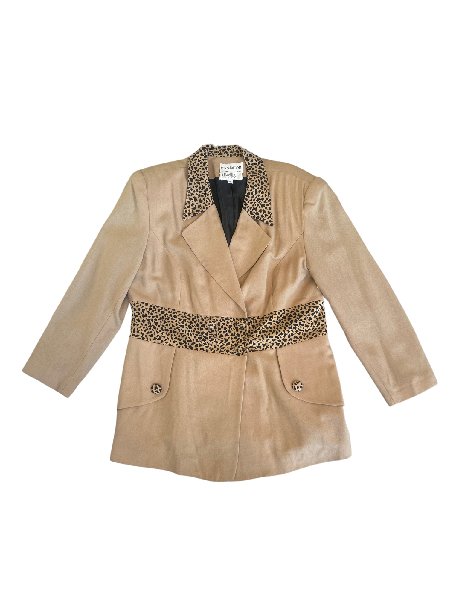 XL Lily & Taylor Ultra Suede Light Blazer Animal Print