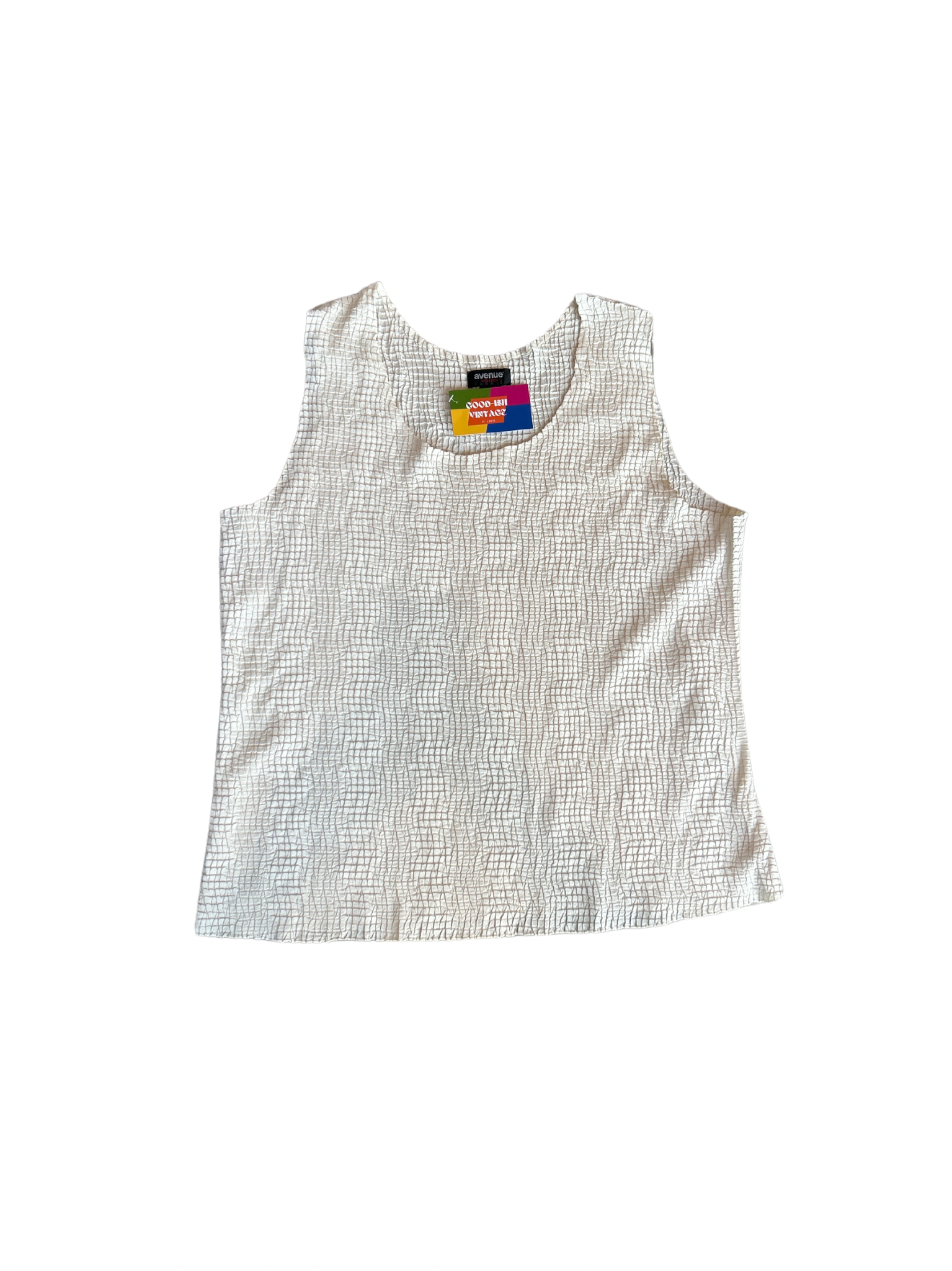 3X/4X Avenue stretch white crinkle tank top