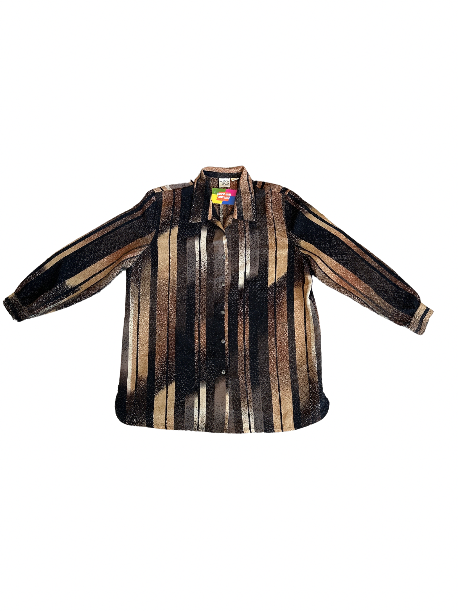 3X Allison Daley Brown Abstract Button Up