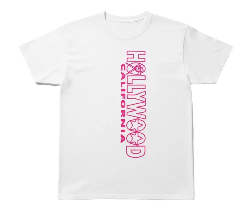 XL Hollywood California Hot Pink Puffy Print T-shirt
