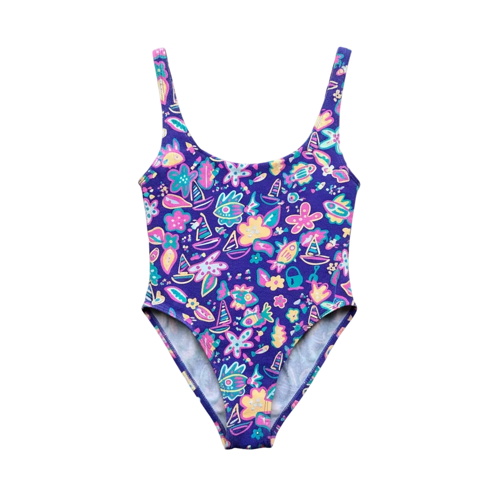 Purple Abstract One Piece Swimsuit