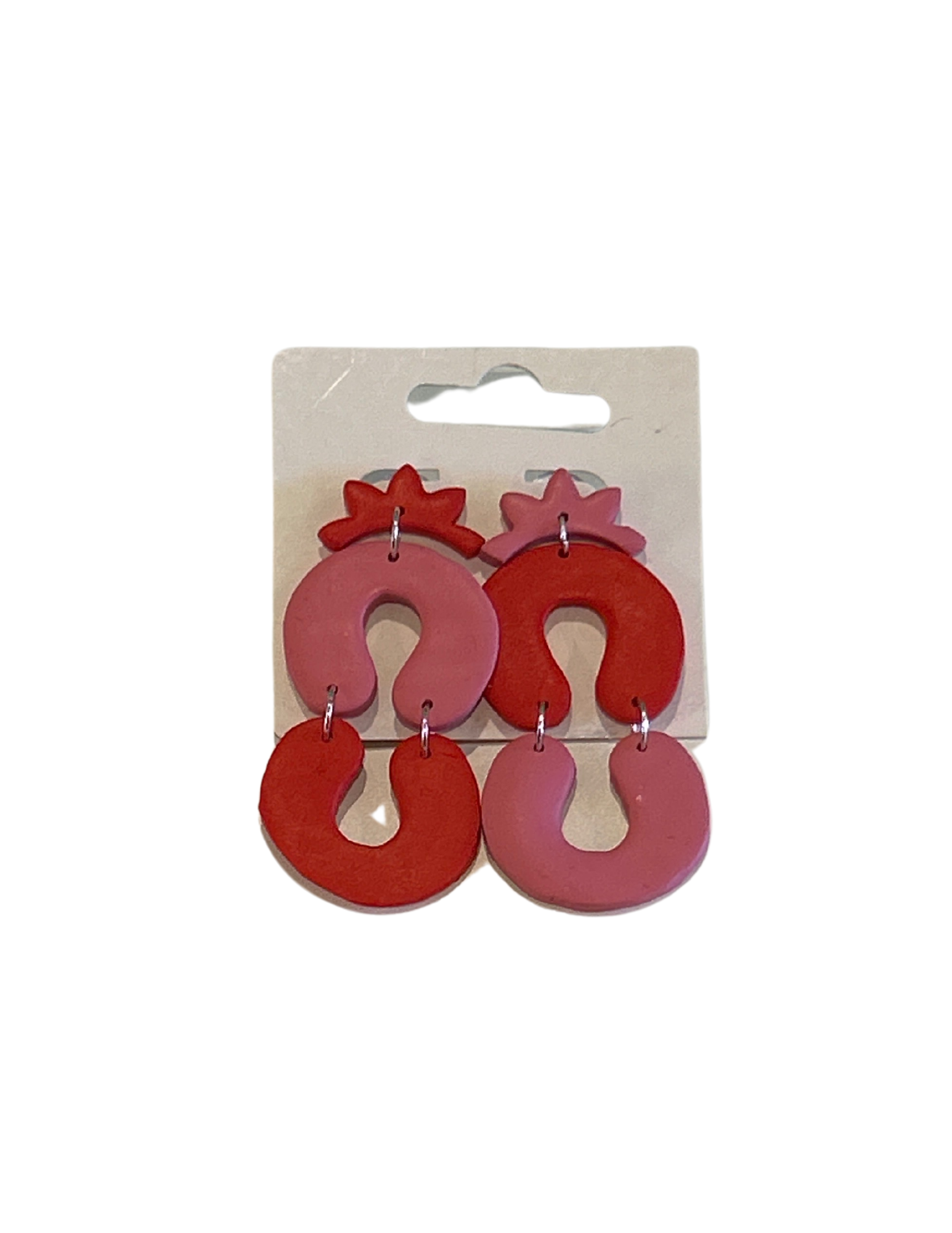 Pink + Red Double Arch Earring