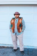 2X Brown Diamond Stitch Suede Vest