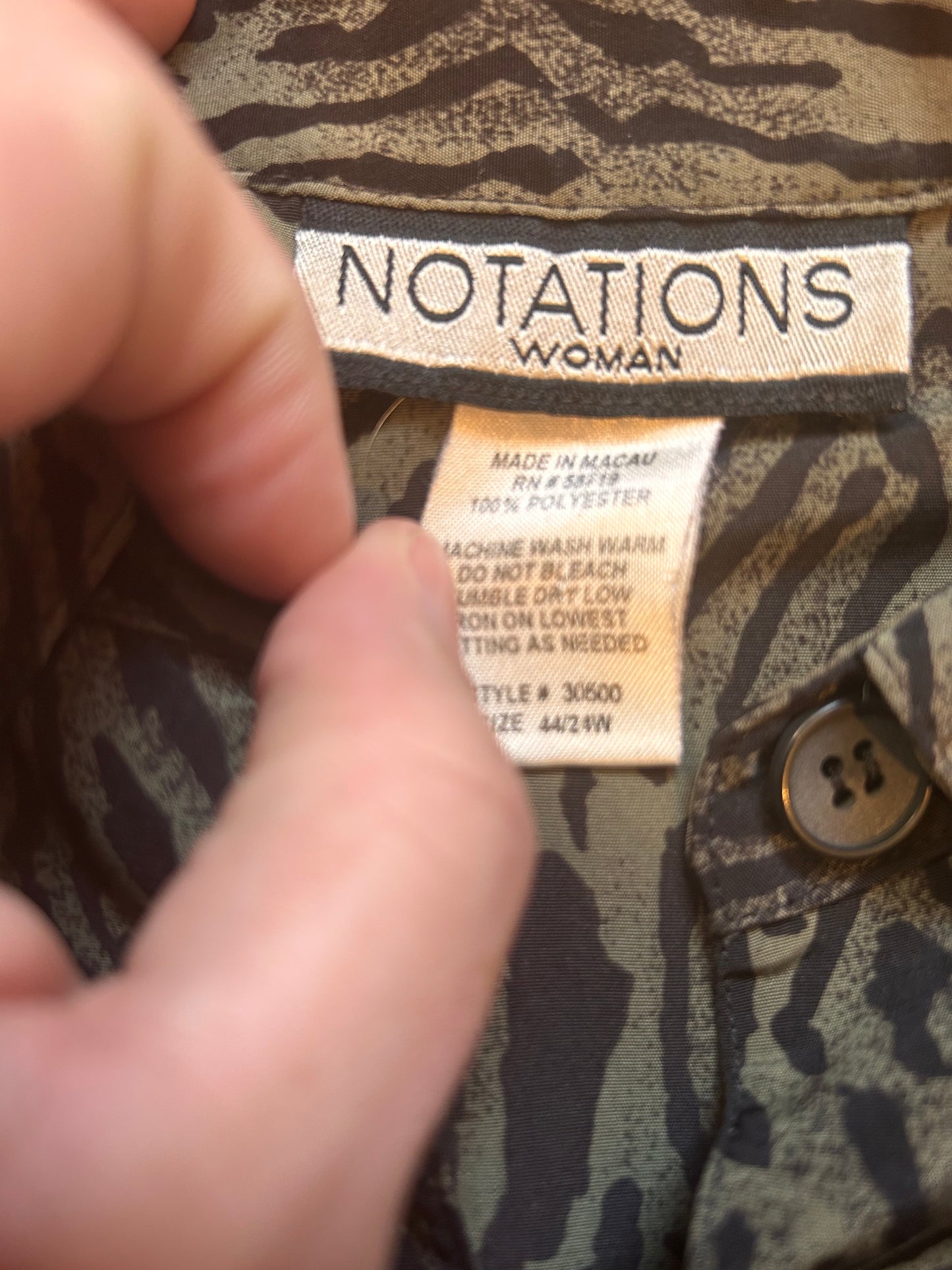 Notations Animal Print Short Sleeve Button Up