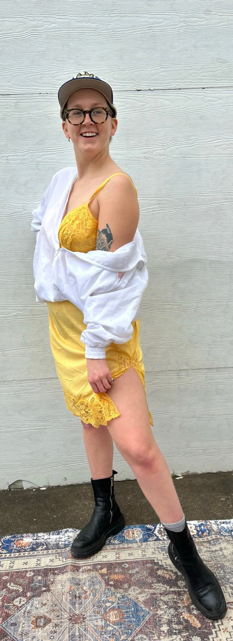 Yellow Lace Slip Dress