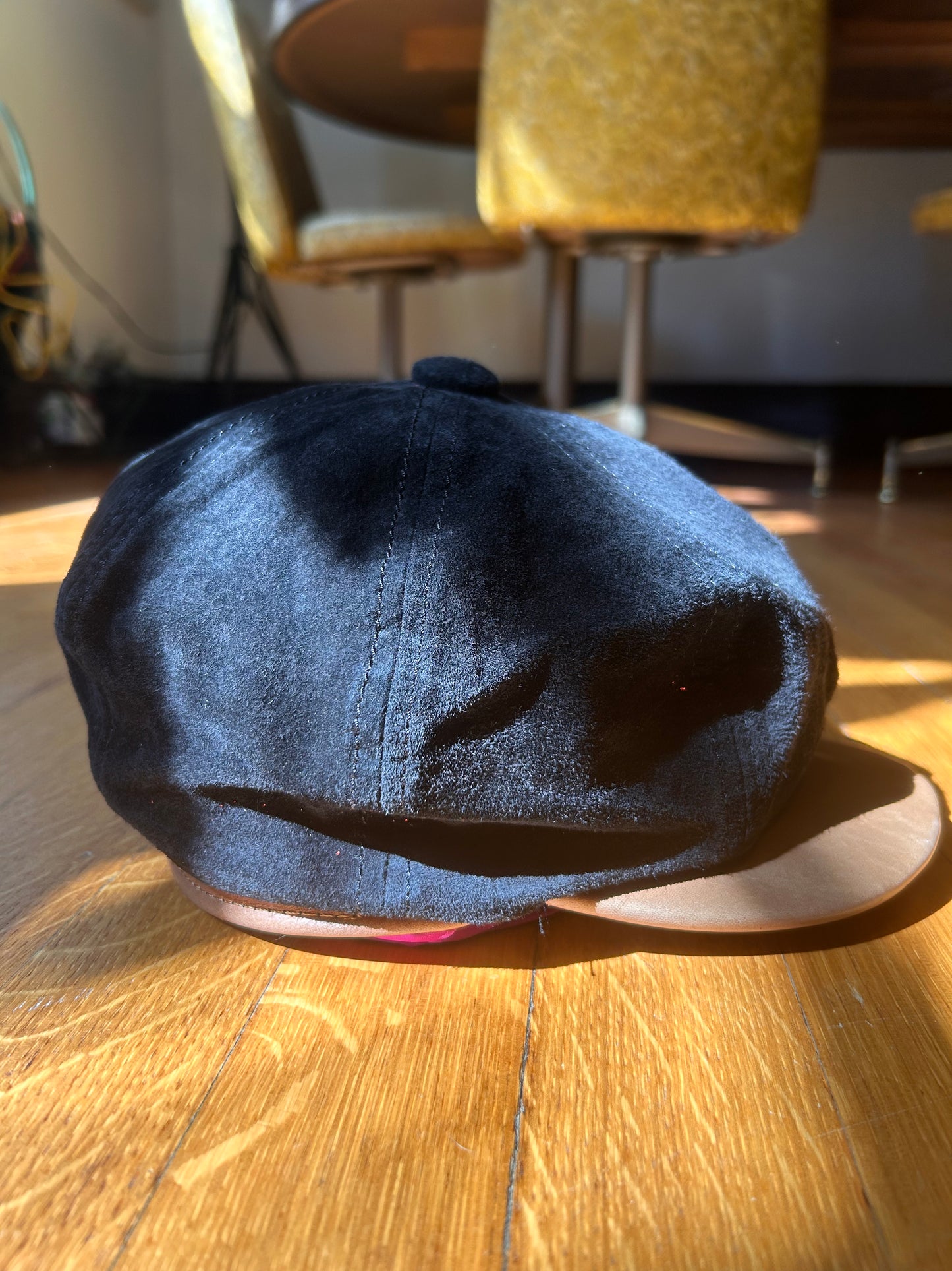 Black Suede Newsboy Cap