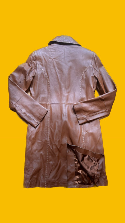 Brown Leather Trench Coat