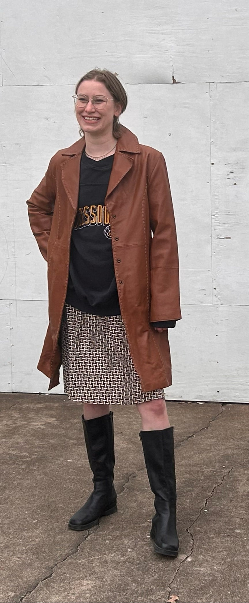 Brown Leather Trench Coat