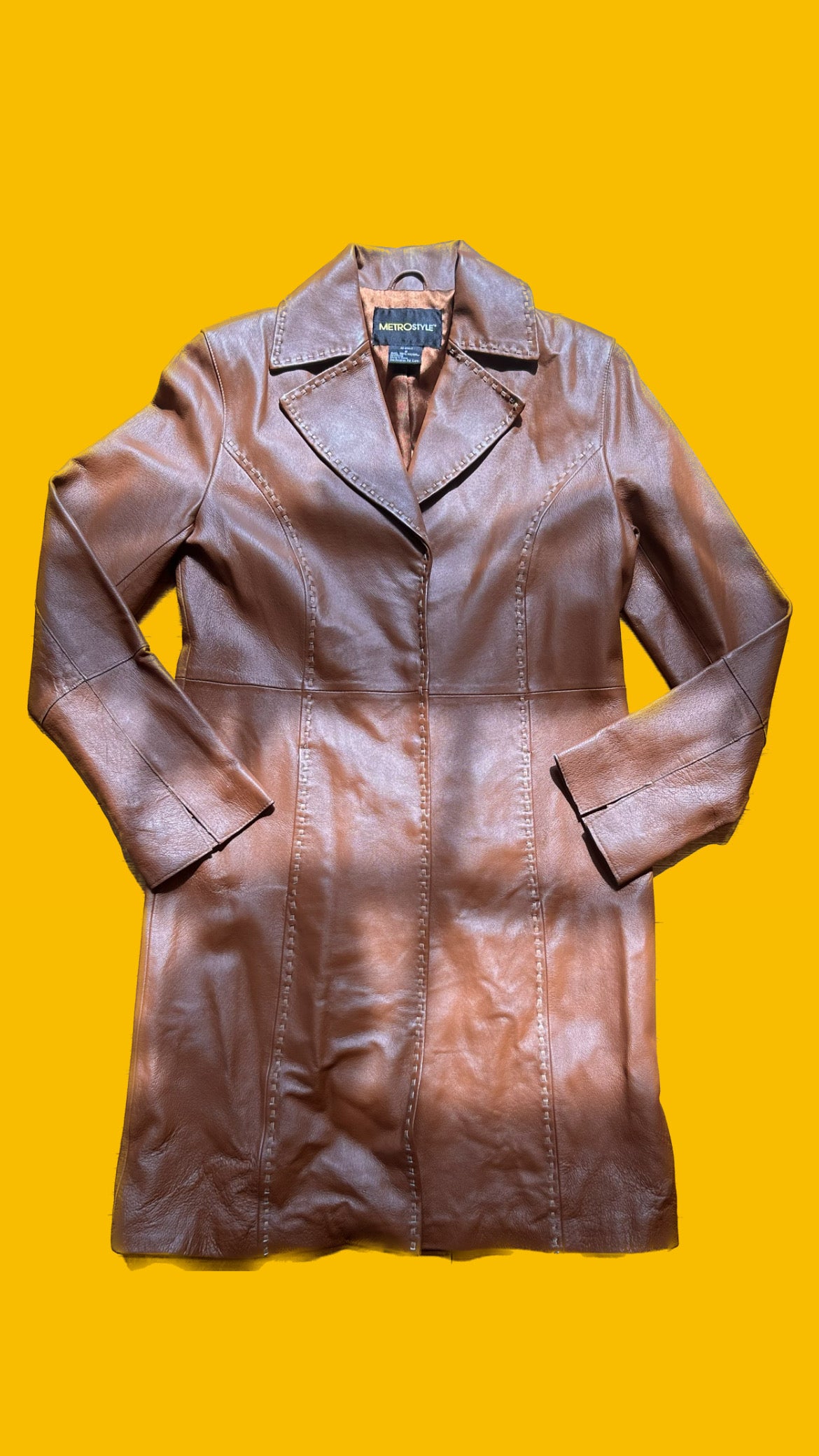 Brown Leather Trench Coat