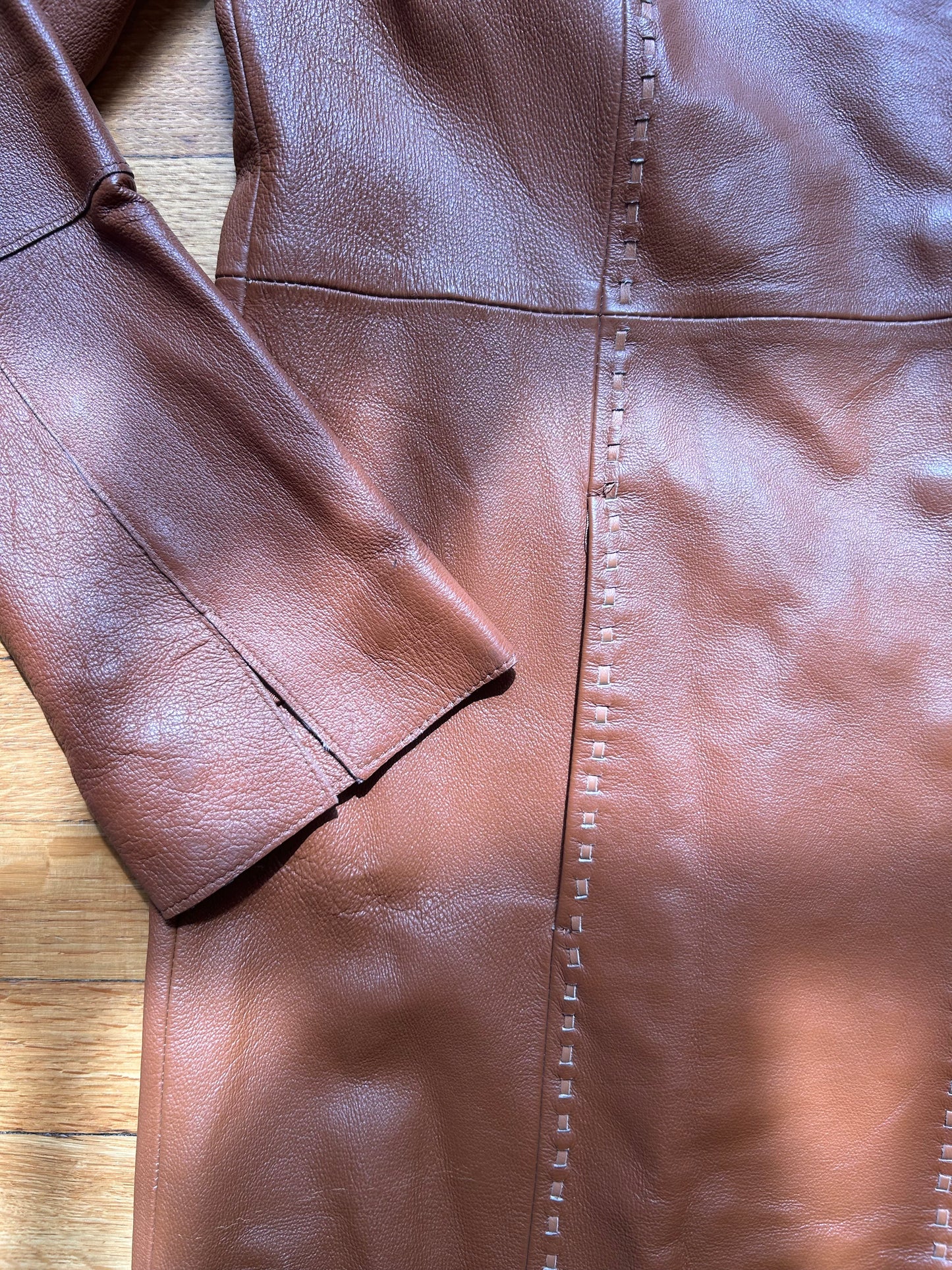 Brown Leather Trench Coat